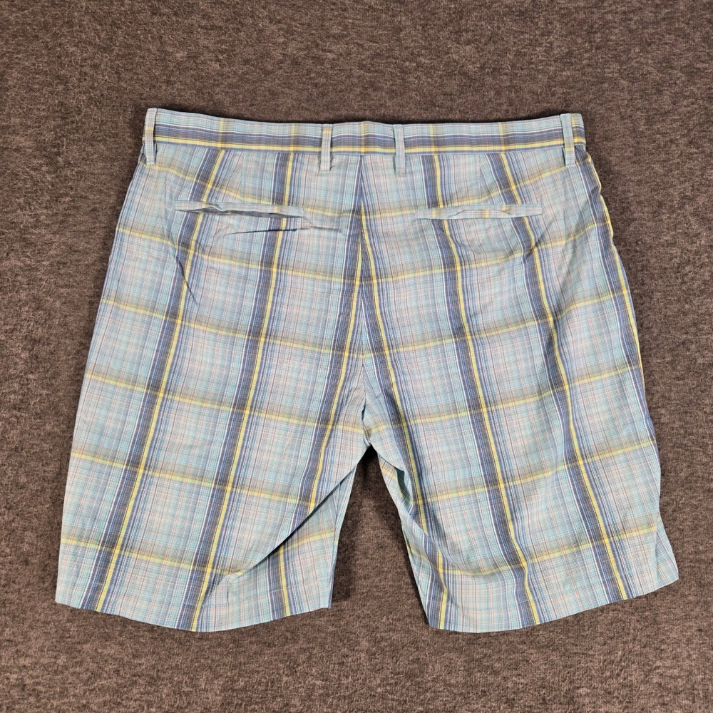 Tommy Bahama Shorts Mens 40 Blue Plaid Boracay Flat Front Nylon Spandex Stretch - Picture 2 of 7